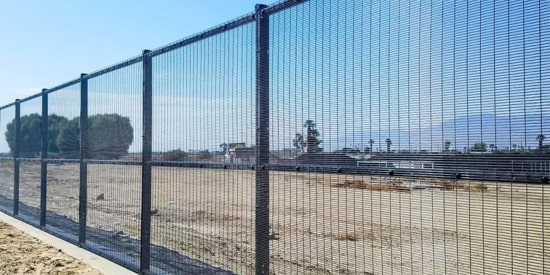 Anti-climb security fence installation with clear perimeter visibility for high-security site.