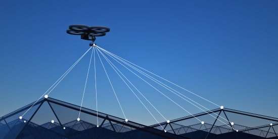 Anti-drone system deployment detecting unauthorized drones over high-security facility perimeter.